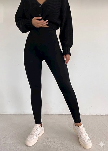 Siyah Tayt Toparlayıcı Kışlık içi Şardonlu - Görsel 12