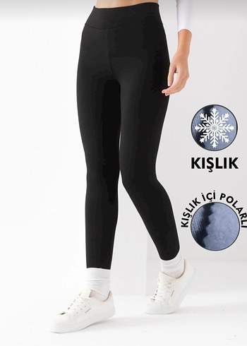 Siyah Kışlık Kadın Tayt - Görsel 20
