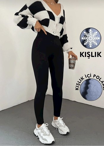 Siyah Kışlık Kadın Tayt - Görsel 8