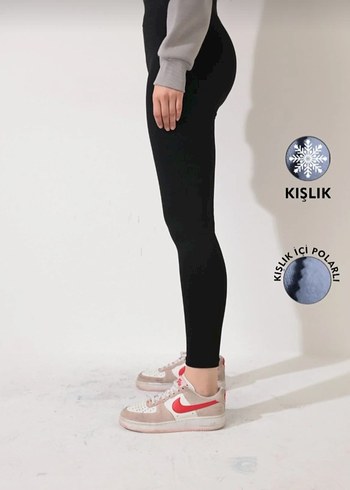Siyah Kışlık Kadın Tayt - Görsel 2