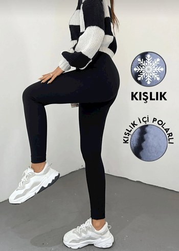 Siyah Kışlık Kadın Tayt - Görsel 10
