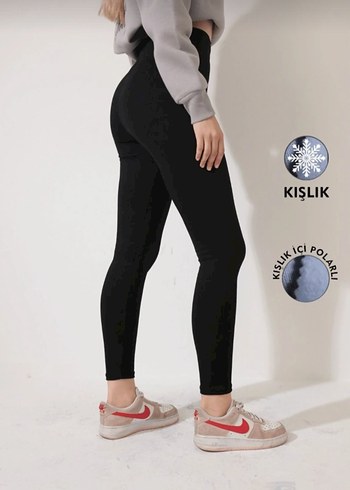 Siyah Kışlık Kadın Tayt - Görsel 3