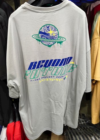 Gri Oversize Erkek Tişört - Görsel 2