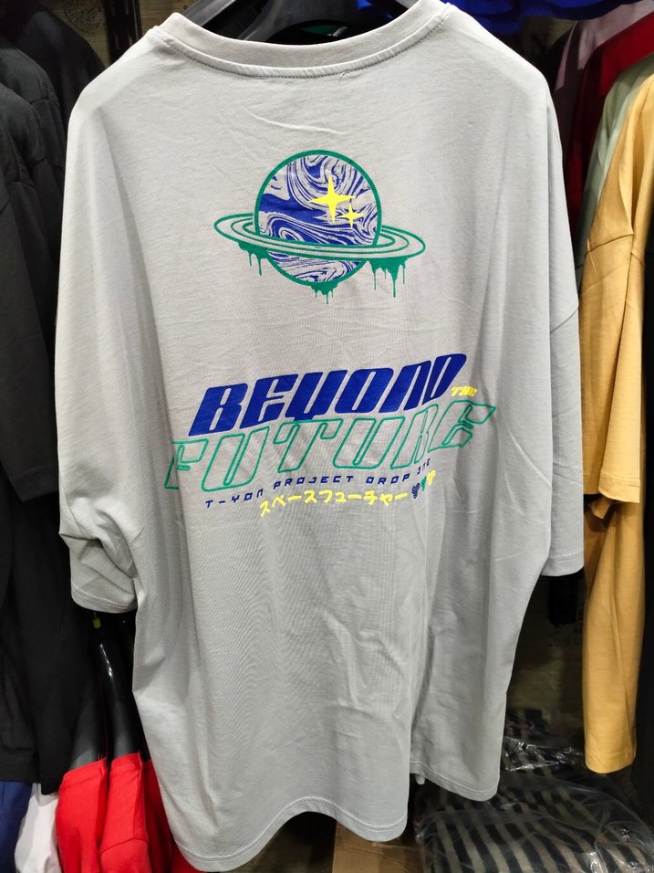 Gri Oversize Erkek Tişört - Görsel 2