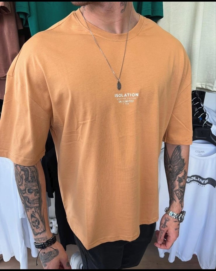 Gri Baskılı Oversize Erkek Tişört - Görsel 3