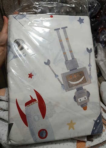 Robot ve Uzay Desenli Çocuk Nevresim Takımı %100 Pamuk - Görsel 3