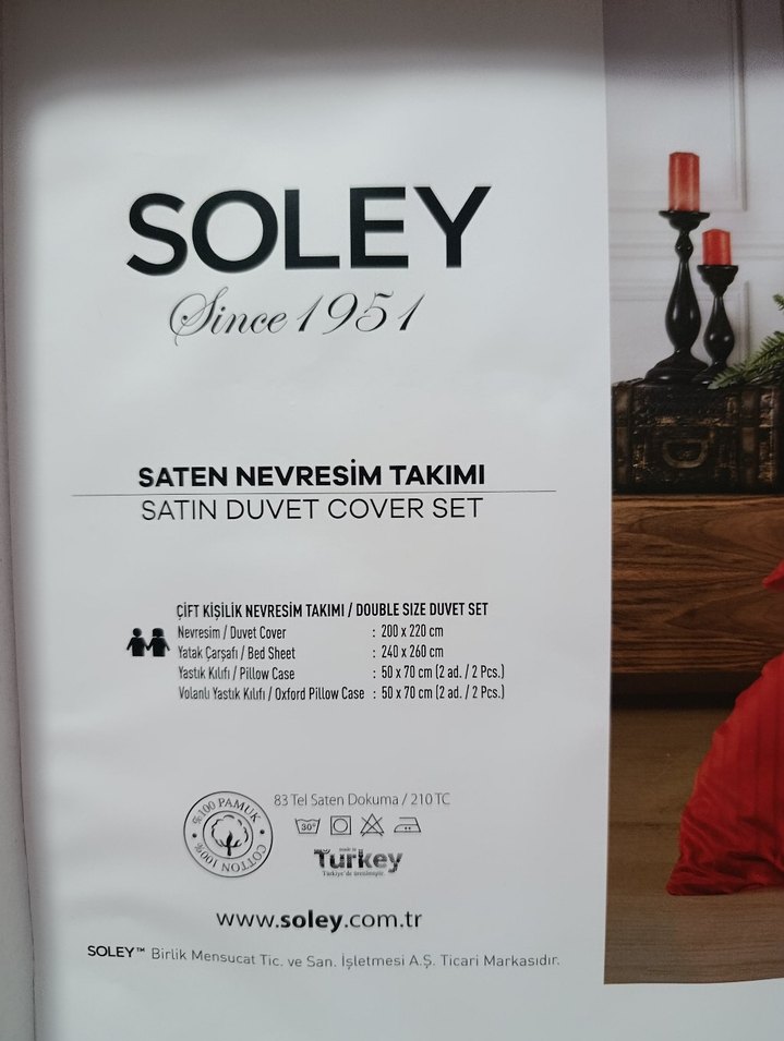 Soley Kırmızı Pamuk Saten Nevresim Takımı - Görsel 2