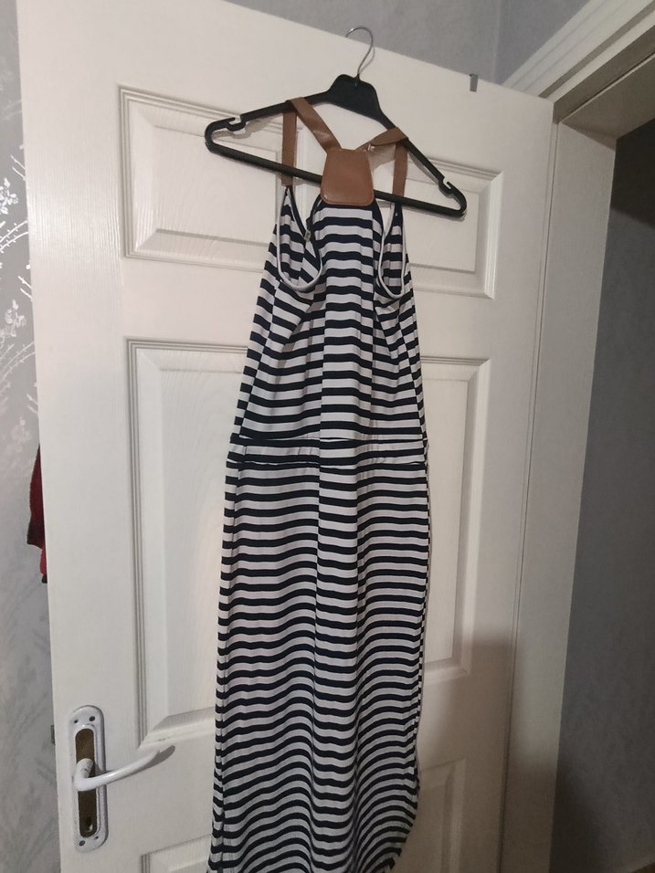 Uzun Çizgili Hamile Günlük Elbise - Görsel 2