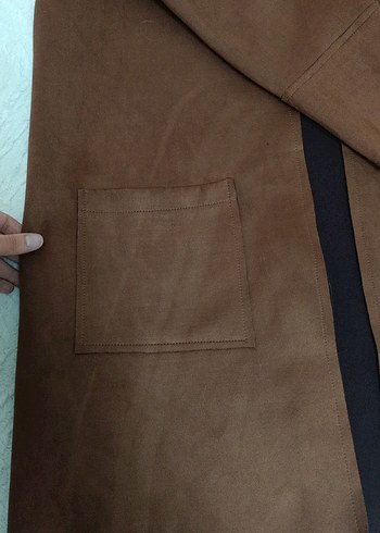 Kahverengi Süet Uzun Kadın Kaban - Görsel 4