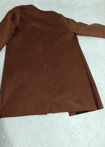 Kahverengi Süet Uzun Kadın Kaban - Görsel 5