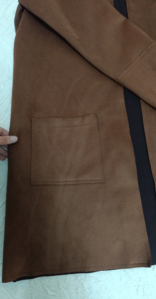 Kahverengi Süet Uzun Kadın Kaban - Görsel 4