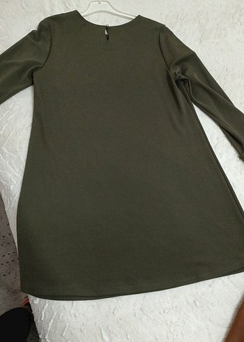 Düğmeli Uzun Kollu Haki Midi Tunik - Görsel 3