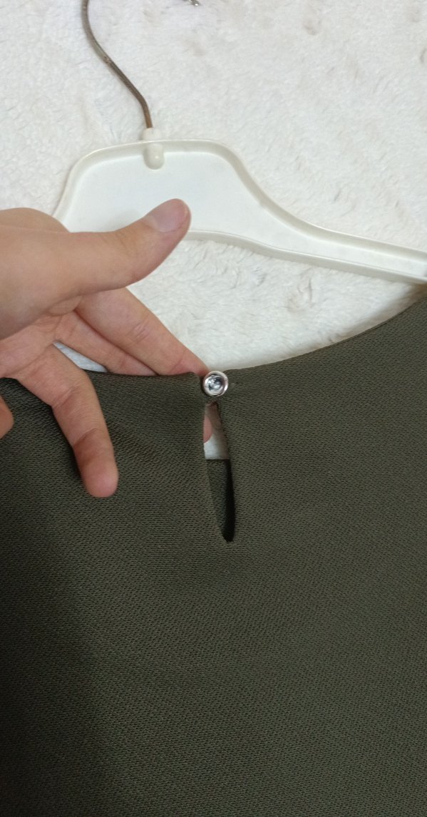 Düğmeli Uzun Kollu Haki Midi Tunik - Görsel 4