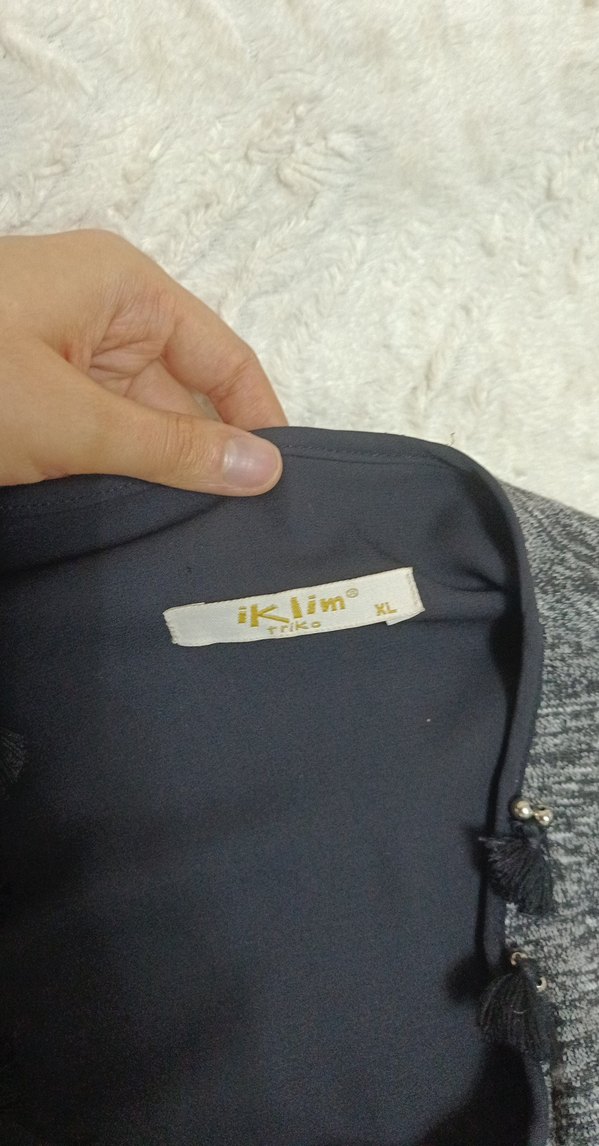 Gri Triko Hamile Uzun Ceket - Görsel 2