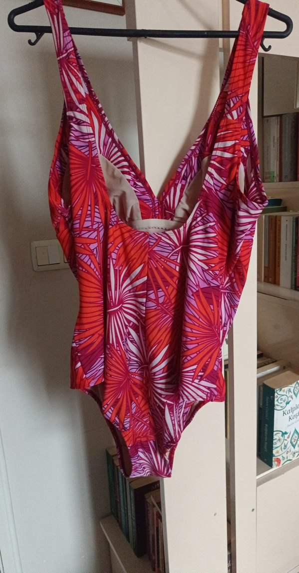 Kırmızı Bohem Desenli Drapeli Mayo - Görsel 2