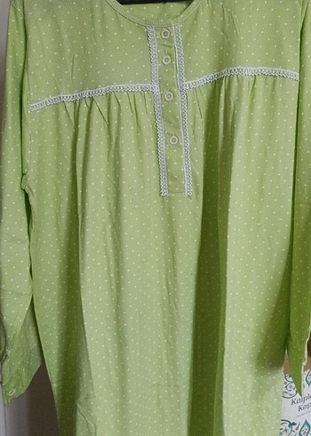 Uzun Kollu, Rahat Kesim Yeşil Kadın Gecelik - Görsel 2