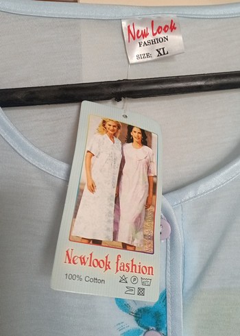 Mavi Çiçek Desenli Bohem Kadın Gecelik - Görsel 2