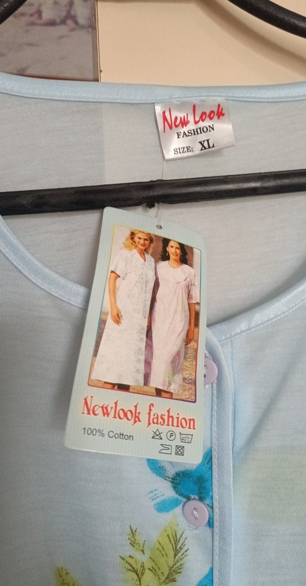 Mavi Çiçek Desenli Bohem Kadın Gecelik - Görsel 2