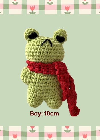 Atkılı Mini Kurbağa Amigurumi Oyuncak