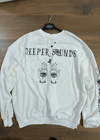 Baskılı Beyaz Kadın Sweatshirt - Görsel 2