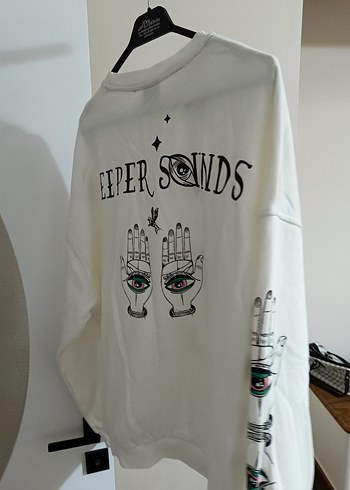 Baskılı Beyaz Kadın Sweatshirt - Görsel 4