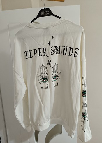 Baskılı Beyaz Kadın Sweatshirt - Görsel 5