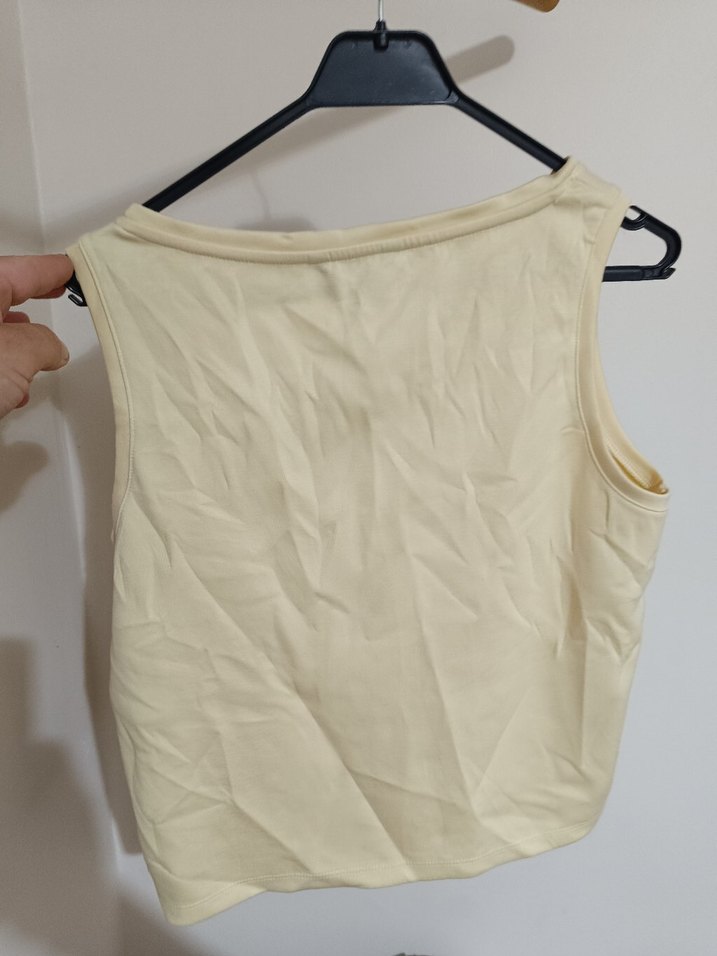 Sarı Pamuklu Kolsuz Mini Kadın Atlet - Görsel 4