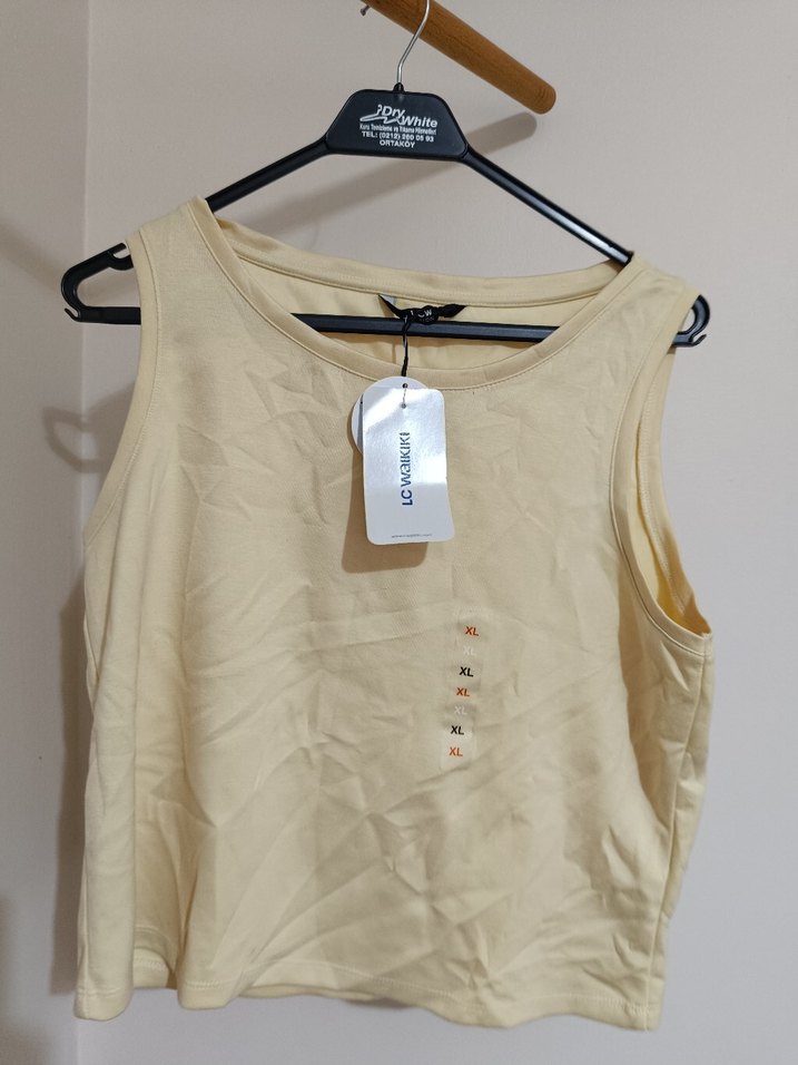 Sarı Pamuklu Kolsuz Mini Kadın Atlet - Görsel 3