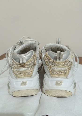 Beyaz Bağcıklı Yılan Desenli Spor Ayakkabı - Görsel 5