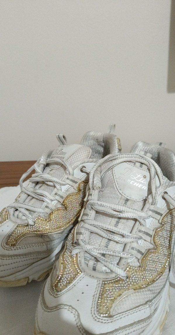 Beyaz Bağcıklı Yılan Desenli Spor Ayakkabı - Görsel 2