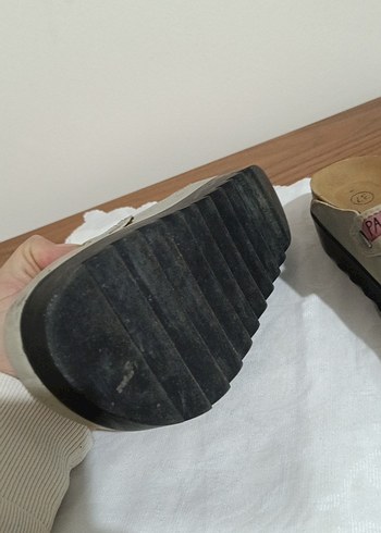 Bej Baskılı Platform Topuklu Kadın Terlik - Görsel 3