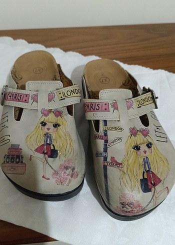 Bej Baskılı Platform Topuklu Kadın Terlik - Görsel 2