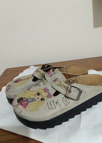 Bej Baskılı Platform Topuklu Kadın Terlik - Görsel 5