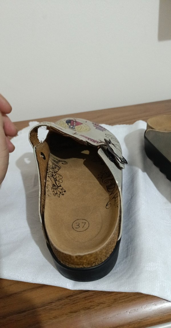 Bej Baskılı Platform Topuklu Kadın Terlik - Görsel 4