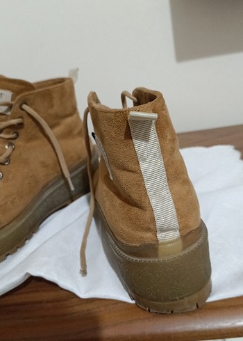 Kadın Süet Kahverengi Dolgu Topuklu Bot - Görsel 4