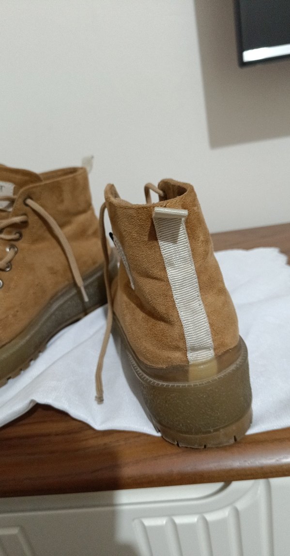 Kadın Süet Kahverengi Dolgu Topuklu Bot - Görsel 4