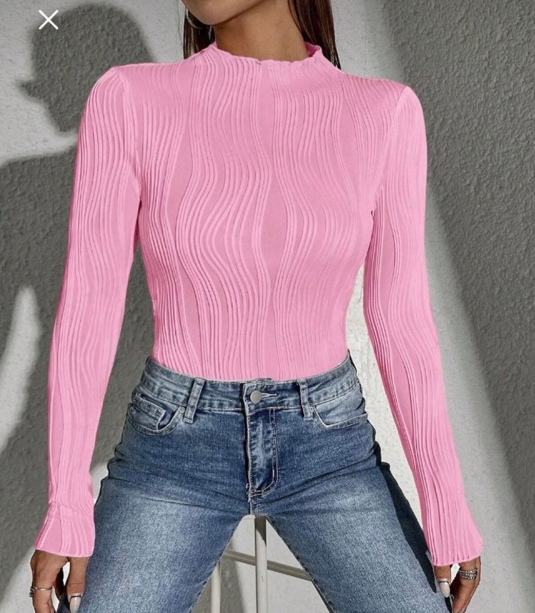 Pembe  Uzun Kollu Kadın Bluz - Görsel 2