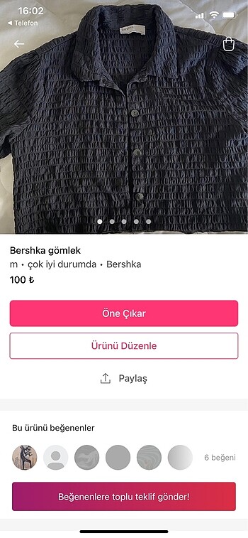 m Beden pembe Renk Bershka gömlek