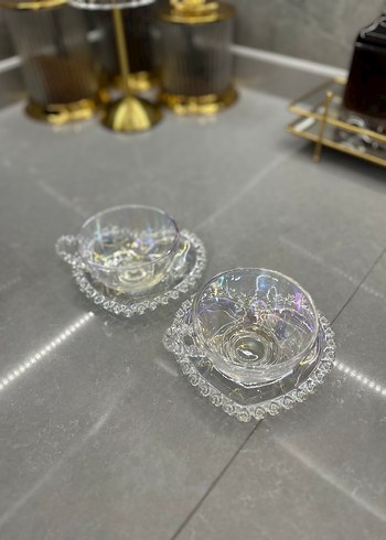 Kristal Görünümlü İnce Detaylı 2'li Çay Fincanı - Görsel 2