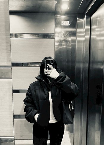 Siyah Kadın Kısa mont - Görsel 2