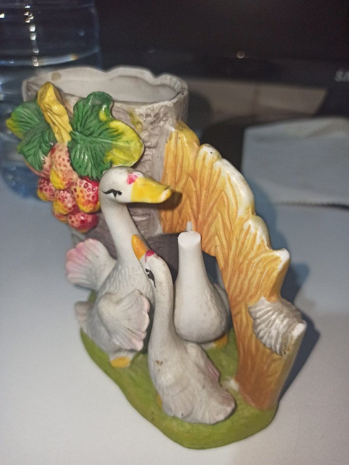 Beyaz Pastel Renkli Ördek Figürlü Biblo - Görsel 2