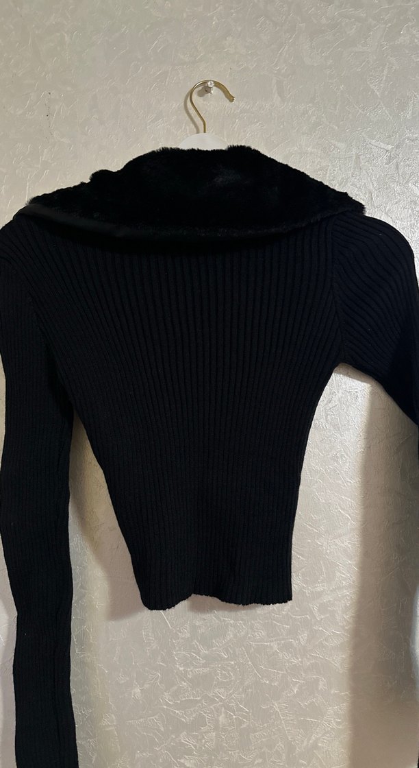 Düğmeli Siyah Gotik Kadın Triko - Görsel 4