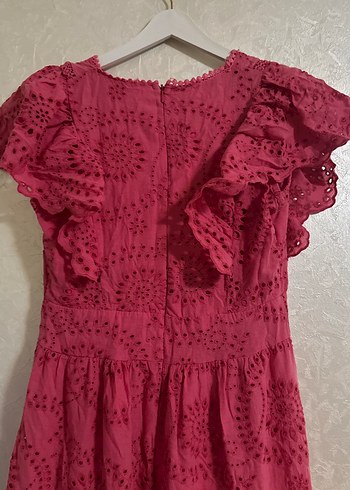 Pembe Nakışlı Uzun Bohem Elbise - Görsel 6