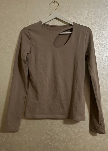 Bej Uzun Kollu Hamile Tişörtü, Yırtmaçlı - Görsel 3