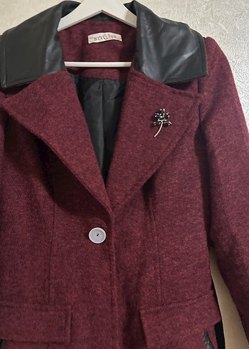 Derili Yaka Bordo Kaban - Görsel 2