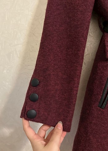 Derili Yaka Bordo Kaban - Görsel 7