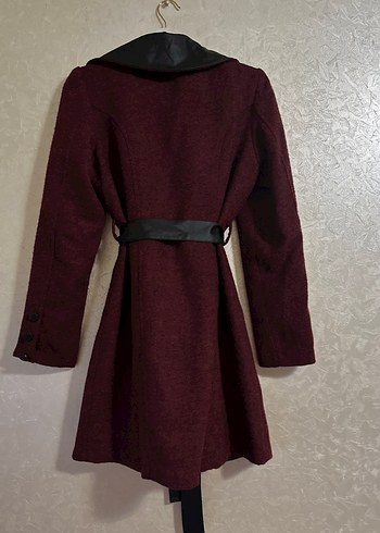 Derili Yaka Bordo Kaban - Görsel 8