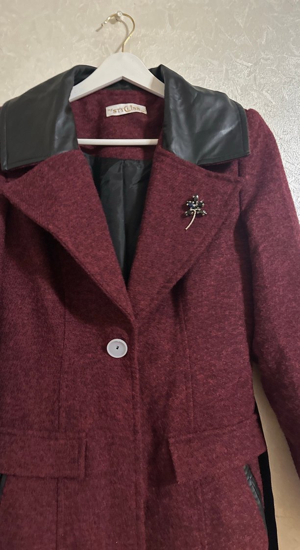 Derili Yaka Bordo Kaban - Görsel 2