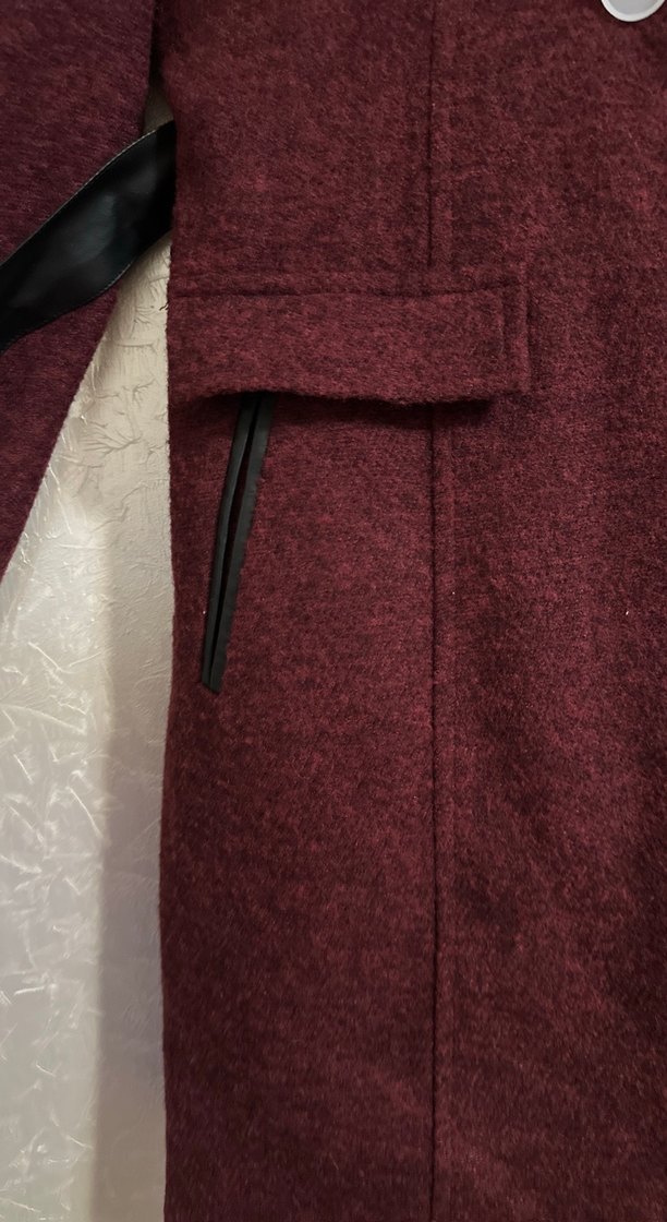 Derili Yaka Bordo Kaban - Görsel 4