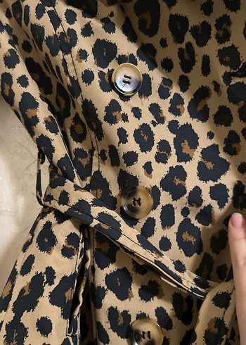 Leopar Desenli trençkot - Görsel 5